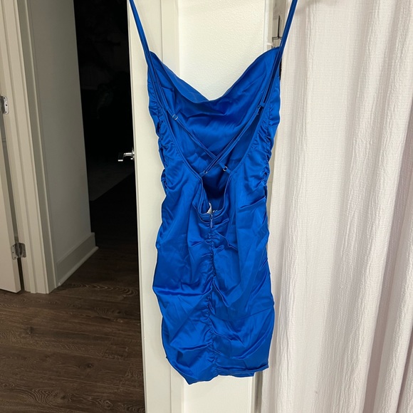 Oh Polly Blue Silk Mini Dress - Picture 2 of 3